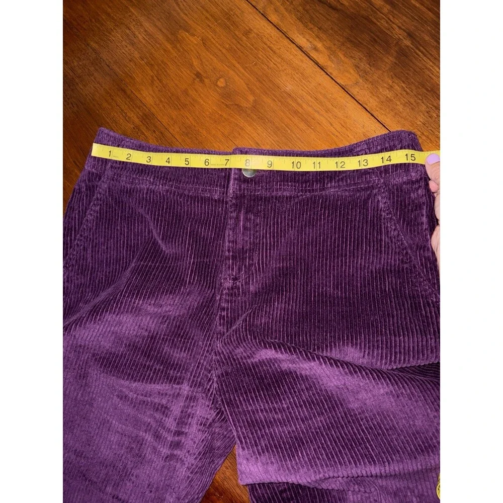 Pact Corduroy Cropped Wide Leg Pants Womens Purple L Stretch Organic Cotton Y2K - Picture 7 of 9